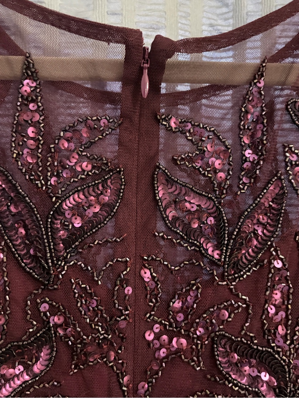 Adrianna Papell Burgundy Sequin Beaded Dress - Picture 7 of 13